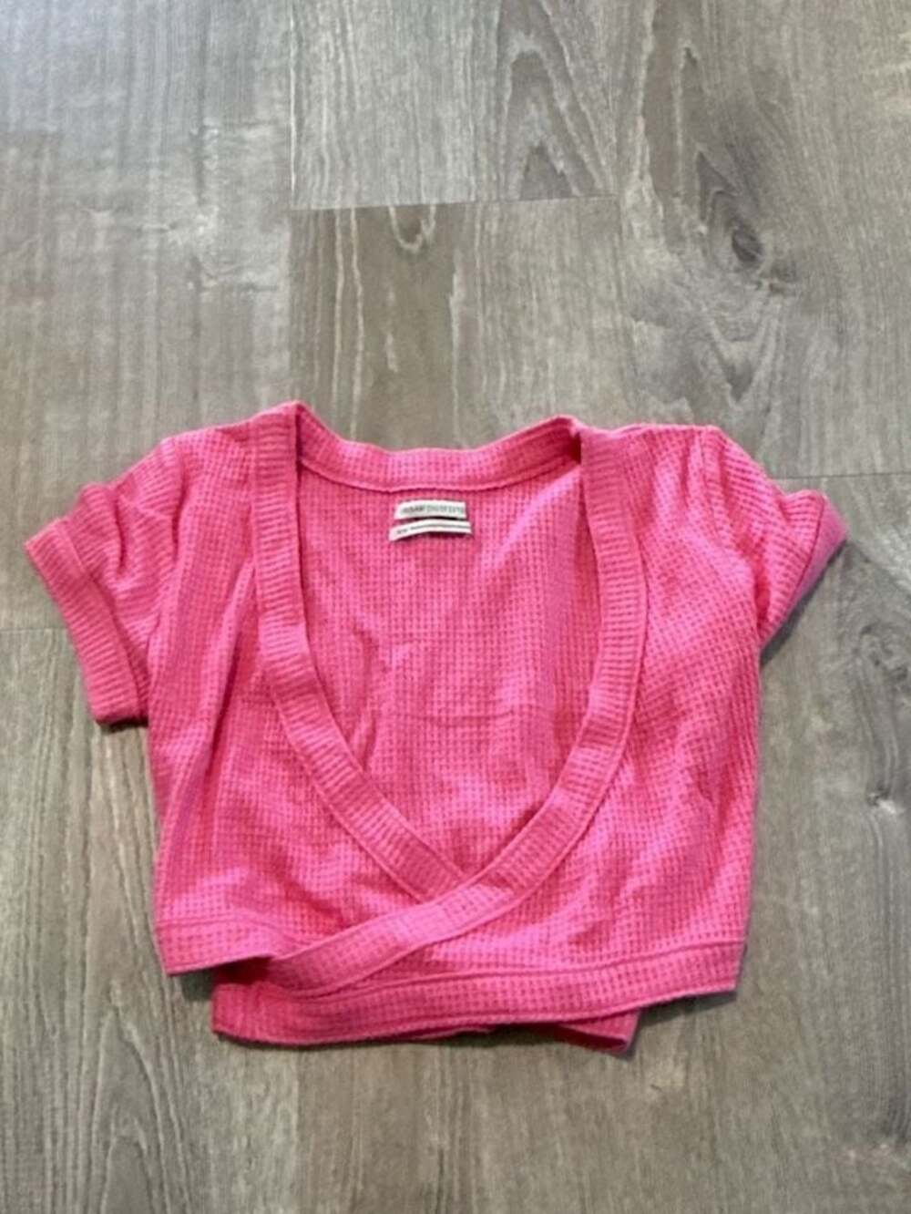 Urban Outfitters Pink Waffle Knit Wrap Crop Top